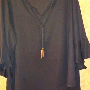 Premise Studio Black Sheer Summer Frock w/ Rose Gold Tassels !